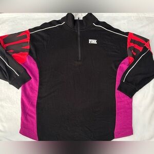EUC Pink by Victoria's Secret Black Quarter Zip Sweatshirt Size Large